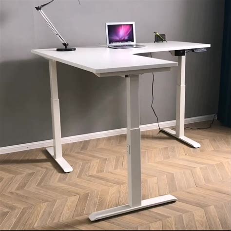 Electric Single Motor Adjustable Height Standing Desk L-shaped Memory Desk With 2 Stage Lifting ...
