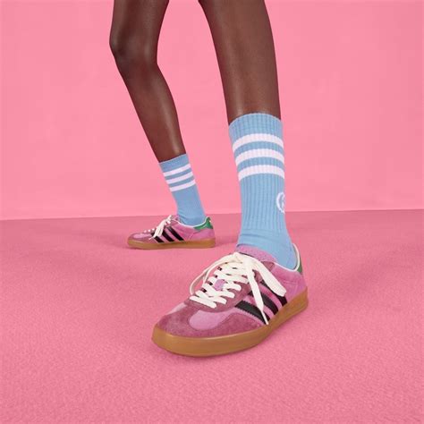 adidas x Gucci women's Gazelle sneaker in pink velvet | GUCCI® US