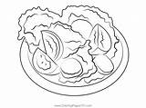 Bowl Of Salad Coloring Page For Kids  Free Desserts Printable sketch template