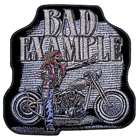 Bad Example Motorcycle Skeleton Embroidered Biker Patch – Quality Biker Patches