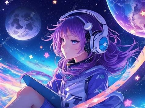 Premium Photo | Beautiful anime girl floating in space PSD