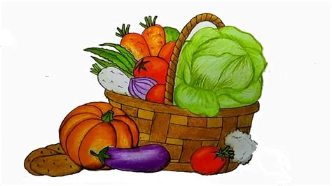 Vegetable Basket Drawing at PaintingValley.com | Explore collection of ...