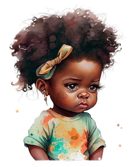Free African American Baby Toddler Watercolor ai generative 23561532 PNG with Transparent Background