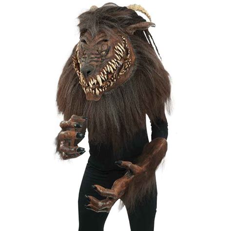 Snarling Werewolf Mask with Hands