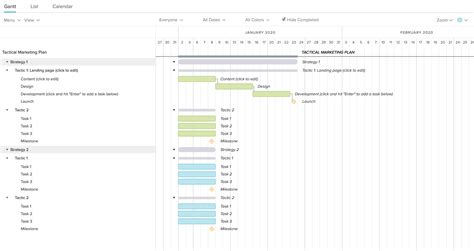 Tactical Marketing Plan Template & Example | TeamGantt