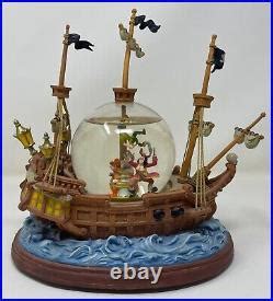 PETER PAN Disney You Can Fly Pirate Ship Snow Globe Music Box Collectable | Snow Globe Disney