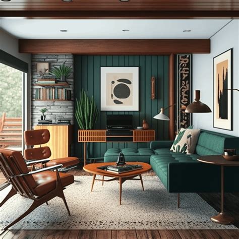 Mid-century modern living room : r/midjourney