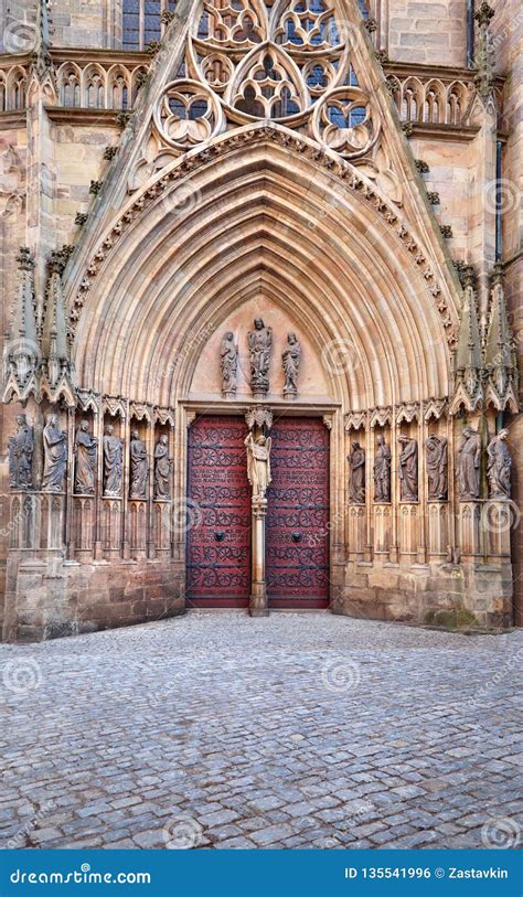 Ornate Entrance To Erfurt Cathedral of St. Mary in Thuringia, Germany Stock Photo - Image of ...