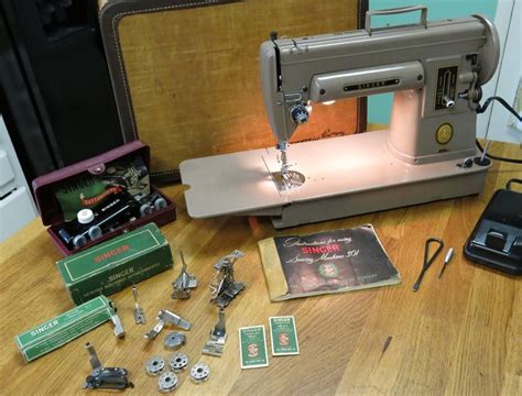 Beautiful 1953 Beige Singer 301A Straight Stitch, Slant Needle, Light Weight Sewing Machine With ...