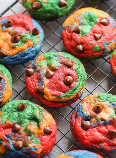 Rainbow Chocolate Chip Cookies - Cookies and Cups