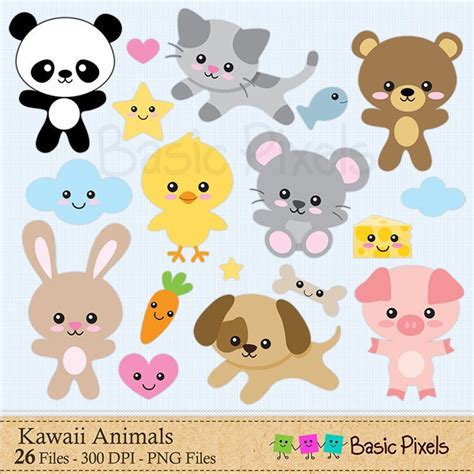 Kawaii Animals Clipart Digital Clip Art Cute Animal Graphics Personal ...