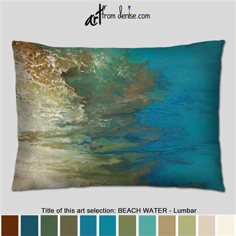 Coastal Green & Turquoise Blue Lumbar Pillows for Bed Decor, Abstract ...