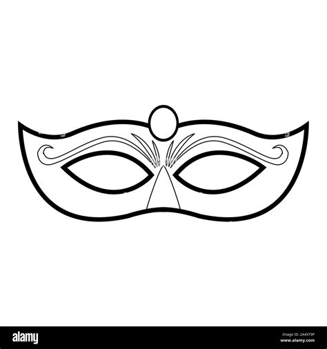 Mardi gras mask icon over white background, black and white design ...