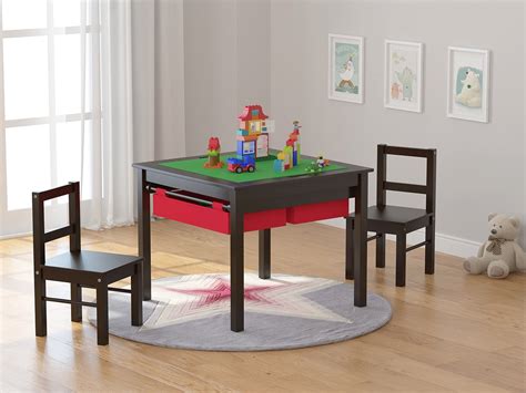 UTEX 2-in-1 Kids Multi Activity Table and 2 Chairs Set with Storage ...