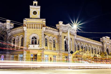 Premium Photo | Chisinau town hall at night