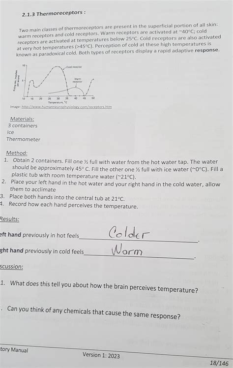 Solved 2.1.3 Thermoreceptors : Two main classes of | Chegg.com