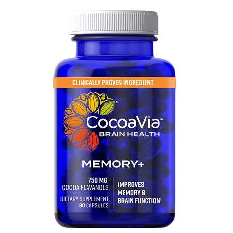 CocoaVia Memory+ Brain Supplement, 30 Day, 750 mg Cocoa Flavanols, Memory & Brain Booster, Vegan ...