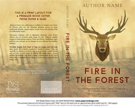 Premade Book Cover #180205TA02 (Fire in the Forest) - Paper and Sage