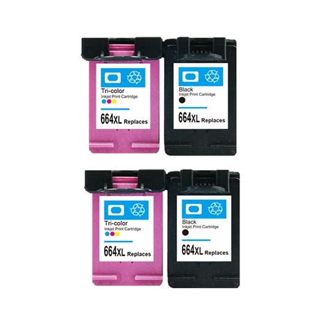 4 Pcs Ink Cartridge For HP 664 Black & Tri color For HP DeskJet 1115 2135 3635 1118 2138 3636 ...