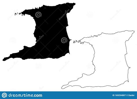 Trinidad Island Republic Of Trinidad And Tobago Map Vector Illustration, Scribble Sketch ...