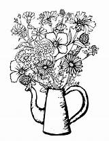 Flowers In A Tea Pot Coloring Page Download Printable PDF  Templateroller sketch template