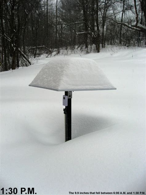 Winter season snowfall measurement in Waterbury, Vermont