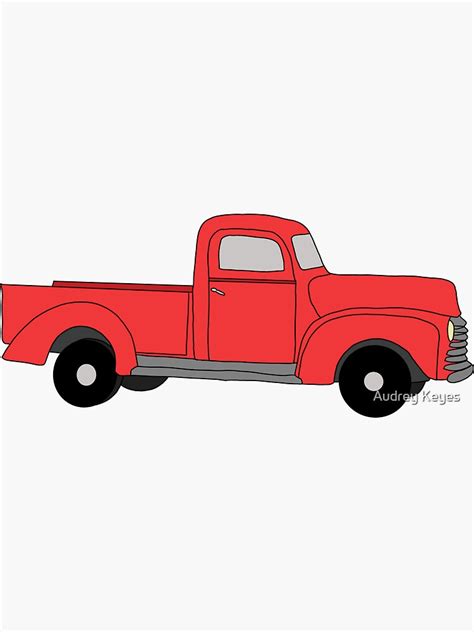 "The Old Red Farm Truck" Sticker for Sale by Audreykeyes | Redbubble