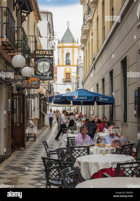 Ronda, Andalucia, Spain - restaurants and street cafes by the Plaza del Socorro, Ronda town ...