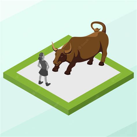 Premium Vector | Isometric charging bull statue