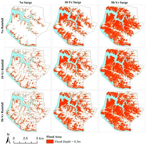 Flood maps for different combined storm scenarios under 2070 climate ...