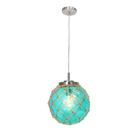 Elegant Designs Buoy Netted Brushed Nickel Coastal Ocean Sea Glass ...