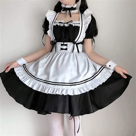 Kleider TPulling Damen French Maid Dress mit Schürze Anime Cosplay ...