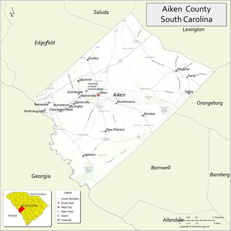 Map of Aiken County, South Carolina - Where is Located, Cities ...