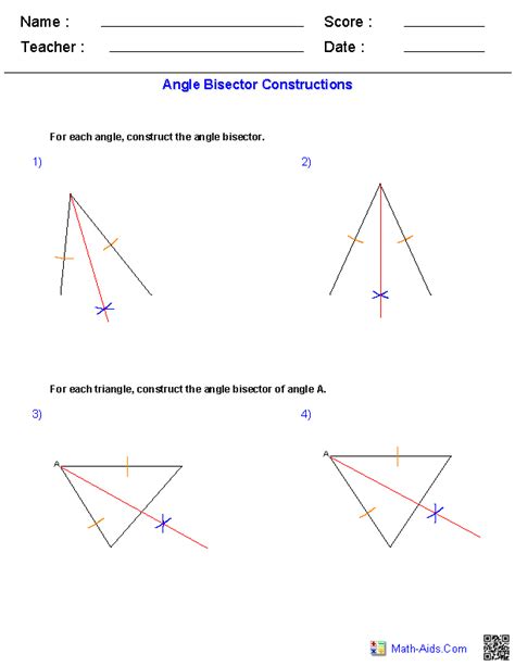 Bisecting Lines And Angles Worksheet - Angleworksheets.com