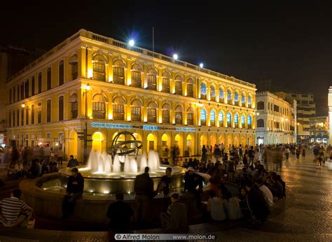 Photo of Senado square at night. Old town, Macau, China