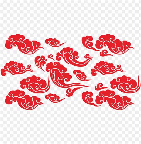 Red Cloud Clipart Vector - Chinese Cloud Vector PNG Transparent With ...