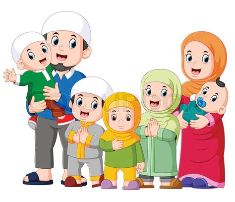 Illustration of A muslim family with ... | Stock vector | Colourbox