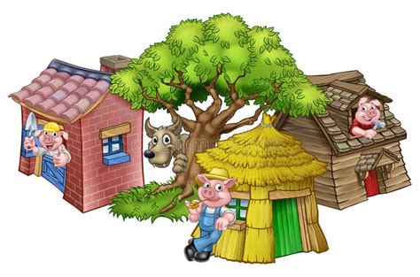 Three Little Cartoon Pigs Houses Stock Illustrations – 14 Three Little Cartoon Pigs Houses Stock ...