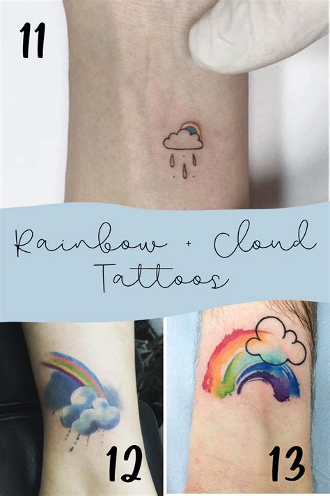 27 Cute Cloud Tattoos with Rainbows + Raindrops - Tattoo Glee