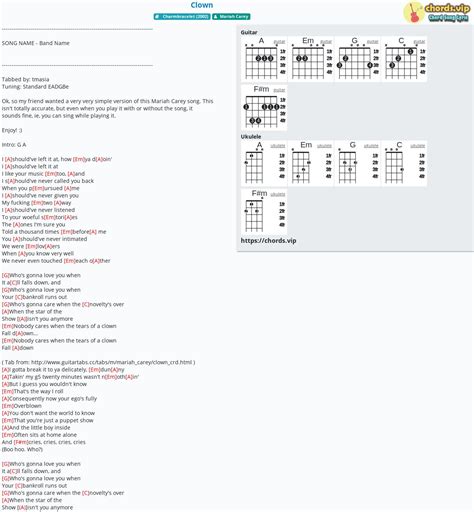 Chord: Clown - tab, song lyric, sheet, guitar, ukulele | chords.vip