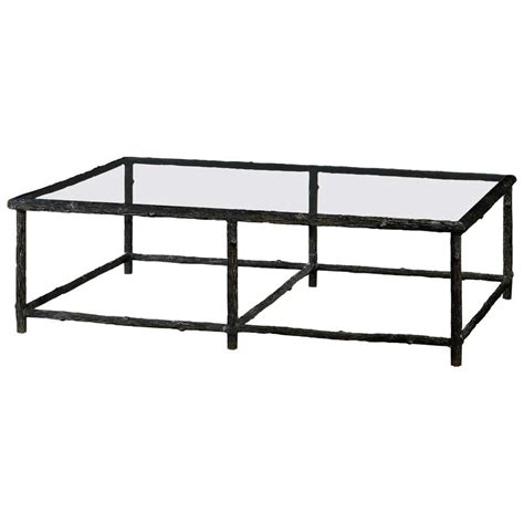 French Metal Faux Bois Glass Top Coffee Table For Sale at 1stDibs | faux bois coffee table ...