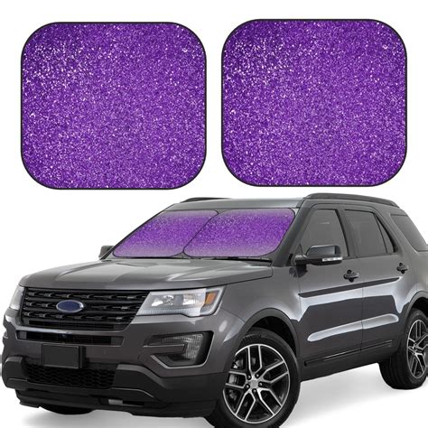 Balery 2 Piece Glitter Purple Car Windshield Sun Shade|Foldable Front ...