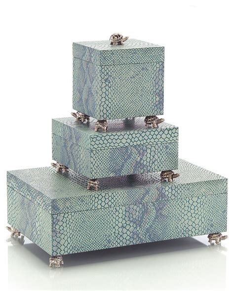 Stackable Boxes with Turtle Feet - Set of 3 - Transitional - Decorative ...