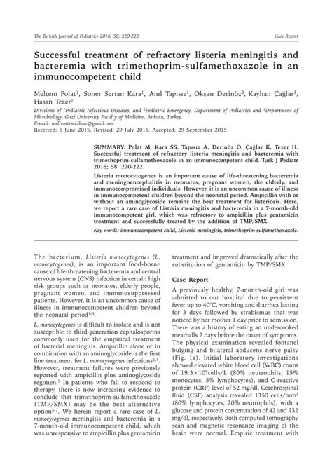 (PDF) Successful treatment of refractory listeria meningitis and ...