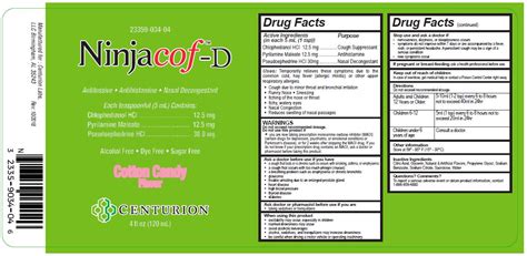 DailyMed - NINJACOF-D- chlophedianol hydrochloride, pyrilamine maleate ...