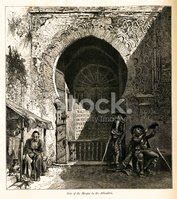 Gate Of The Mosque In Alhambra, Spain (Antique Wood Engraving) Stock Clipart | Royalty-Free ...