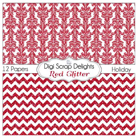 Red Glitter Digital Scrapbook Papers Instant Download for - Etsy