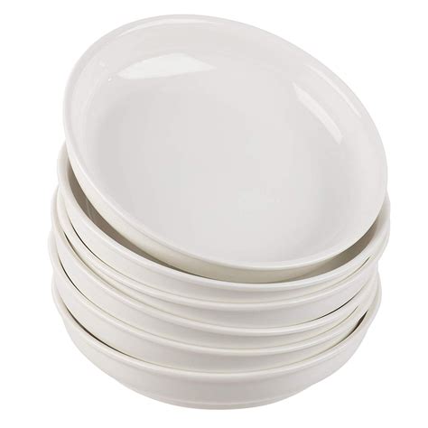 Porcelain Pasta Bowls Set - 6-Piece Wide Shallow 22-Ounce Serving Bowls for Pasta, Side Salad ...