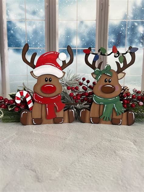 Reindeer Shelf Decor, Reindeer Couple, Hand Painted Wood or DIY Blanks ...