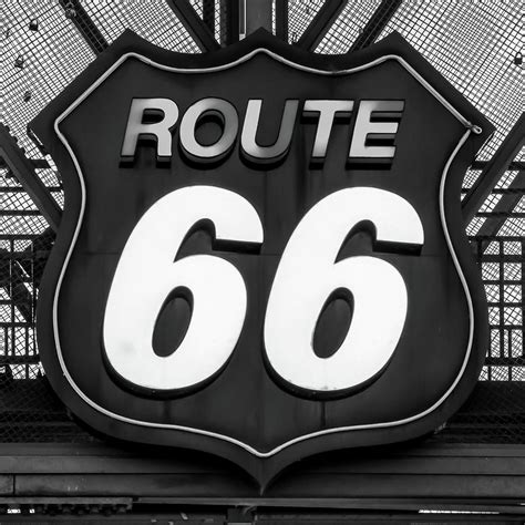 Route 66 Vintage Neon Sign Black White Photograph by Gregory Ballos - Pixels